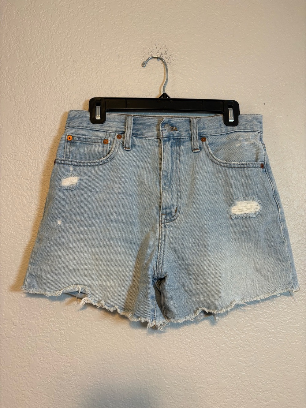 Madewell Mom Jean Short 26 Light Wash Distressed